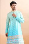 Buy_Arihant Rai Sinha_Blue Cotton Shaded Digital Print Kurta And Pant Set _Online_at_Aza_Fashions