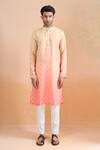 Shop_Arihant Rai Sinha_Peach Cotton Shaded Digital Print Kurta Set _Online_at_Aza_Fashions