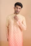 Arihant Rai Sinha_Peach Cotton Shaded Digital Print Kurta Set _at_Aza_Fashions