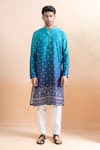 Shop Arihant Rai Sinha Turquoise Cotton Blue Digital Print Kurta Set Online at Aza Fashions Shop_Arihant Rai Sinha_Turquoise Cotton Blue Digital Print Kurta Set _Online_at_Aza_Fashions