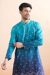 Arihant Rai Sinha Turquoise Cotton Blue Digital Print Kurta Set at Aza Fashions Arihant Rai Sinha_Turquoise Cotton Blue Digital Print Kurta Set _at_Aza_Fashions