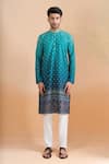 Arihant Rai Sinha Green Cotton Digital Print Deep Kurta Set at Aza Fashions Arihant Rai Sinha_Green Cotton Digital Print Deep Kurta Set _at_Aza_Fashions