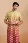 Arihant Rai Sinha_Multi Color Cotton Shaded Beige Digital Print Kurta Set _at_Aza_Fashions