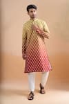 Buy_Arihant Rai Sinha_Multi Color Cotton Shaded Beige Digital Print Kurta Set _at_Aza_Fashions