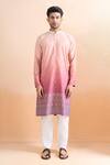 Arihant Rai Sinha_Pink Cotton Shaded Digital Print Kurta Set _at_Aza_Fashions