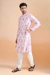 Arihant Rai Sinha Purple Cotton Sequins, Embroidery Floral Print Kurta And Cream Pant Set Online at Aza Fashions Arihant Rai Sinha_Purple Cotton Sequins, Embroidery Floral Print Kurta And Cream Pant Set _Online_at_Aza_Fashions