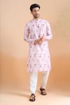 Buy Arihant Rai Sinha Purple Cotton Sequins, Embroidery Floral Print Kurta And Cream Pant Set at Aza Fashions Buy_Arihant Rai Sinha_Purple Cotton Sequins, Embroidery Floral Print Kurta And Cream Pant Set _at_Aza_Fashions