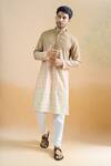 Buy Arihant Rai Sinha Beige Cotton Sequins Thread Printed Kurta Set at Aza Fashions Buy_Arihant Rai Sinha_Beige Cotton Sequins Thread Printed Kurta Set _at_Aza_Fashions