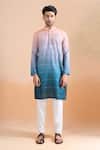 Arihant Rai Sinha_Multi Color Cotton Multicolour Ombre Kurta Set _Online_at_Aza_Fashions