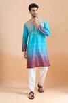 Arihant Rai Sinha_Multi Color Cotton Embroidery, Sequins Multicolour Thread Printed Kurta Set _Online_at_Aza_Fashions