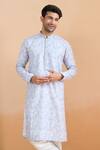 Buy_Arihant Rai Sinha_Gray Cotton Embroidery Grey Thread And Sequin Printed Kurta Set 
