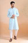 Buy Arihant Rai Sinha Blue Cotton Sequins, Embroidery Floral Print Kurta Set at Aza Fashions Buy_Arihant Rai Sinha_Blue Cotton Sequins, Embroidery Floral Print Kurta Set _at_Aza_Fashions