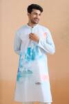 Buy Arihant Rai Sinha Blue Cotton Digital Print Kurta And Cream Pant Set Online at Aza Fashions Buy_Arihant Rai Sinha_Blue Cotton Digital Print Kurta And Cream Pant Set _Online_at_Aza_Fashions