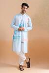 Shop Arihant Rai Sinha Blue Cotton Digital Print Kurta And Cream Pant Set Online at Aza Fashions Shop_Arihant Rai Sinha_Blue Cotton Digital Print Kurta And Cream Pant Set _Online_at_Aza_Fashions
