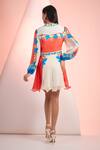Shop_Mandira Wirk Resort_Red Chiffon V-neck Printed Short Dress _at_Aza_Fashions