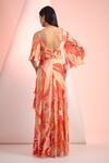 Shop_Mandira Wirk Resort_Orange Chiffon V-neck Printed Dress _at_Aza_Fashions