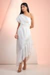 Buy_Mandira Wirk Resort_Off White Satin One Shoulder Solid Dress _at_Aza_Fashions