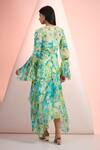 Shop_Mandira Wirk Resort_Green Chiffon Tassels, Embroidery Keyhole Neck Printed Dress _at_Aza_Fashions
