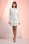 Buy_Mandira Wirk Resort_Off White Chiffon Tassels Round Neck Solid Dress _at_Aza_Fashions