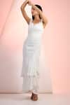 Buy_Mandira Wirk Resort_Off White Chiffon V-neck Solid Dress _at_Aza_Fashions