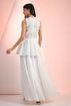 Shop_Mandira Wirk Resort_Off White Chiffon Lace V-neck Designer Solid Dress _at_Aza_Fashions
