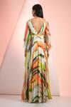 Shop_Mandira Wirk Resort_Multi Color Chiffon Plunge Neck Printed Dress _at_Aza_Fashions