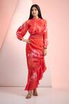 Buy_Mandira Wirk Resort_Red Crepe High Neck Floral Printed Dress _at_Aza_Fashions