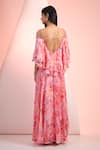 Shop_Mandira Wirk Resort_Pink Chiffon Off-shoulder Floral Printed Dress _at_Aza_Fashions