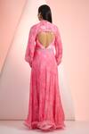 Shop_Mandira Wirk Resort_Pink Chiffon Embroidery High Neck Printed Dress _at_Aza_Fashions
