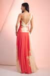 Shop_Mandira Wirk Resort_Beige Crepe V-neck Printed Dress _at_Aza_Fashions