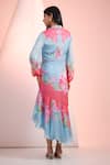 Shop_Mandira Wirk Resort_Blue Chiffon Collared Floral Printed Dress _at_Aza_Fashions