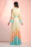 Shop_Mandira Wirk Resort_Sky Blue Chiffon V-neck Printed Dress _at_Aza_Fashions