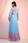 Shop_Mandira Wirk Resort_Sky Blue Chiffon Round Neck Floral Printed Dress _at_Aza_Fashions