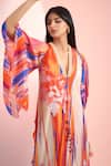 Mandira Wirk Resort_Multi Color Chiffon V-neck Printed Dress _Online_at_Aza_Fashions
