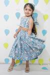 Buy_Tiny Colour_Blue Cotton Lace Printed Skirt And Crop Top Set _at_Aza_Fashions