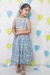 Shop_Tiny Colour_Blue Cotton Lace Printed Skirt And Crop Top Set _Online_at_Aza_Fashions