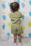 Shop_Tiny Colour_Green Cotton Printed Shirt And Shorts Co-ord Set _at_Aza_Fashions