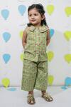 Buy_Tiny Colour_Green Cotton Printed Shirt And Trouser Co-ord Set _at_Aza_Fashions