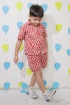 Shop_Tiny Colour_Red Cotton Printed Shirt And Shorts Co-ord Set _Online_at_Aza_Fashions