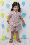 Shop_Tiny Colour_Blue Cotton Orange Printed Shirt And Shorts Co-ord Set _Online_at_Aza_Fashions