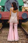 Shop_Sabe_Pink Silk, Net Embroidery V-neck Designer Soft Sharara Set _at_Aza_Fashions