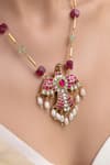Shop Joules By Radhika Red Veera Embellished Necklace at Aza Fashions Shop_Joules By Radhika_Red Veera Embellished Necklace _at_Aza_Fashions