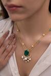 Buy_Joules by Radhika_Green Kairavi Stone Necklace_at_Aza_Fashions