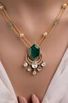 Shop_Joules by Radhika_Green Kairavi Stone Necklace_at_Aza_Fashions