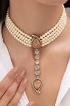 Shop_Joules by Radhika_Peach Designer Pearl Choker Necklace _at_Aza_Fashions