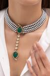 Shop Joules By Radhika Green Avarna Embellished Choker at Aza Fashions Shop_Joules By Radhika_Green Avarna Embellished Choker _at_Aza_Fashions