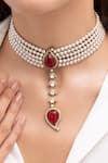 Shop_Joules By Radhika_Gold Plated Eshita Embellished Choker  _at_Aza_Fashions