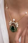 Shop_Joules By Radhika_Green Tanushka Designer Necklace _at_Aza_Fashions