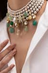 Shop Joules by Radhika Multi Color Multicolor Pearl Choker Necklace at Aza Fashions Shop_Joules by Radhika_Multi Color Multicolor Pearl Choker Necklace _at_Aza_Fashions