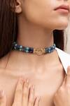 Buy Joules By Radhika Blue Mayra Embellished Choker at Aza Fashions Buy_Joules By Radhika_Blue Mayra Embellished Choker _at_Aza_Fashions